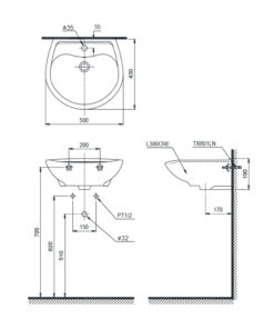 Alternative view of TOTO รุ่น LT300CV อ่างล้างหน้า