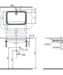 Alternative view of TOTO รุ่น LW504K อ่างล้างหน้า