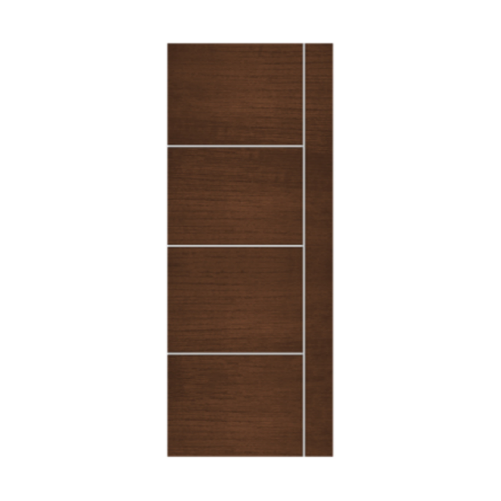 ประตู UPVC POLYWOOD รุ่น LPNH-03 สีบราวน์คาปูชิโน่ลายเสี้ยน ไม่เจาะ (80x200)